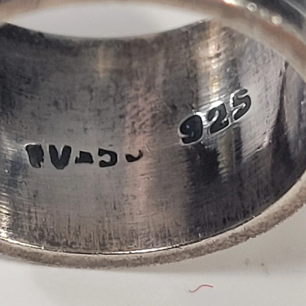Vintage Mexico 925 Sterling Silver‎ Wide Band Ring Greek Key Size 6.5 - 10.2g